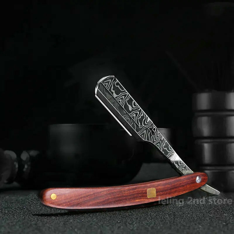 Recortadora de madera manual, afeitadora profesional de borde recto de acero inoxidable, afilada, navaja de barbero, cuchillo de afeitar plegable, regalo