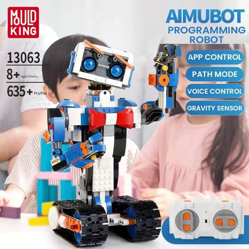 Molde rei haste de programação inteligente controle remoto robô impulso crianças blocos construção tijolos crianças brinquedos educativos presentes