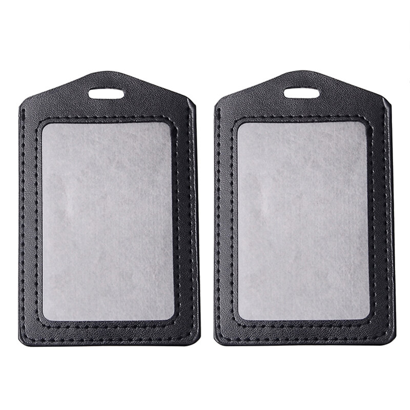 5 Pçs/lote Essencial Voberry Preto PU Leather Negócios ID Badge Titular do Cartão Vertical (Top Loading) com Slot & Corrente Holes