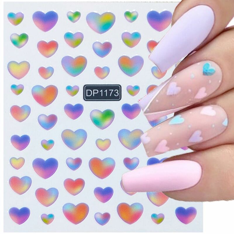 Hot Sale 3D Colorful Heart Love Nail Stickers Self Adhesive Decals Slider DIY Manicure Nail Art Decorations