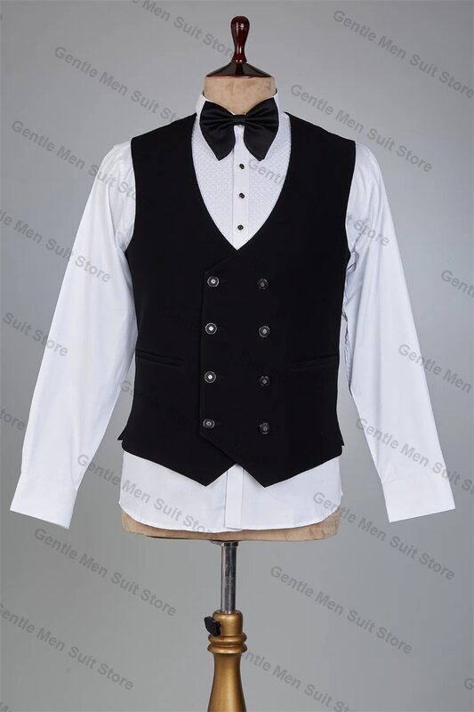 Zestaw garnitury męskie z czarnymi kryształkami 3-częściowy blezer + kamizelka + spodnie luksusowy formalny biurowy męski bal pan młody smoking ślubny płaszcz dopasowany kurtka