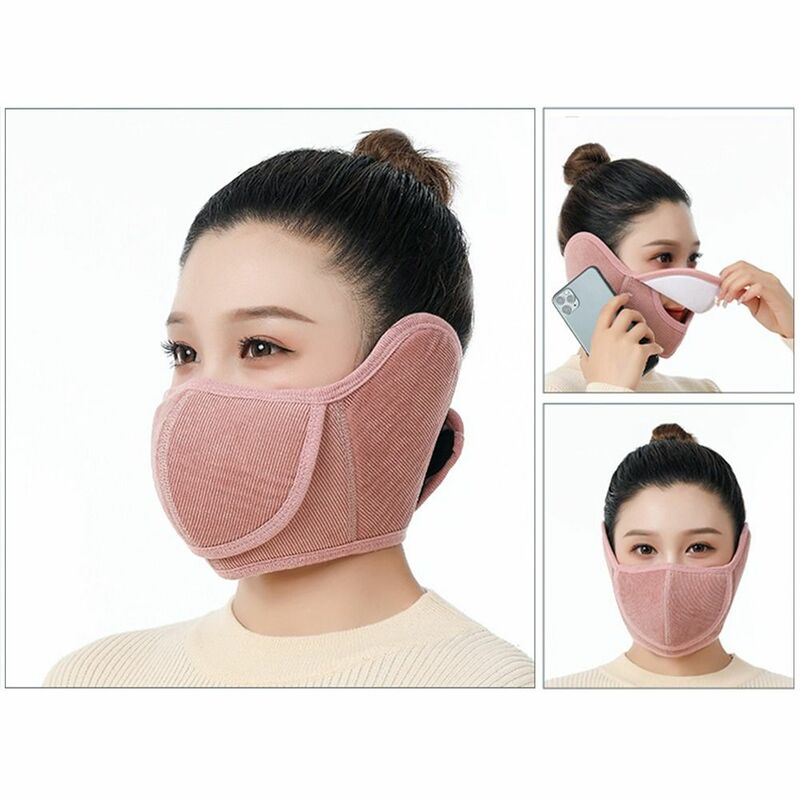 Cold-proof Half Face Mask Fashion Warm Open Breathable Earmuffs Corduroy Windproof Neck Warmer Cycling Camping Ski