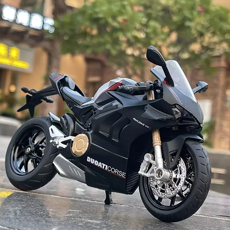 Ducati Panigale-motocicleta de carreras de campo traviesa V4S, juguete de simulación de aleación, colección de modelos de motocicleta callejera, regalo para niños, 1/12