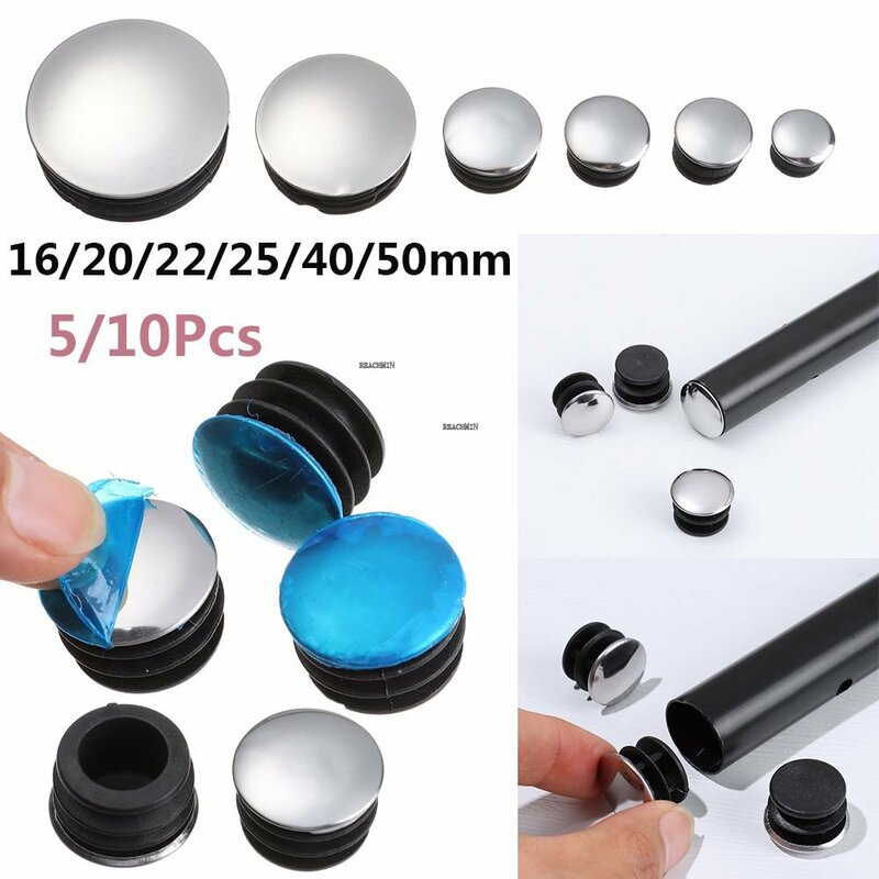 5/10Pcs Round Stainless Steel Furniture Leg Plug Tube Pipe Blanking Insert End Cap Non-slip Furniture Tube Dust Cover Daily Tool