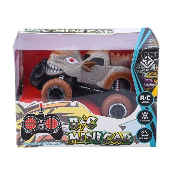 Toy Dinosaur RC Cars 1/43 Scale 27MHz Toy Dinosaur RC Cars, 9mph Max Speed, Monster Truck for Toddlers Birthday Gifts