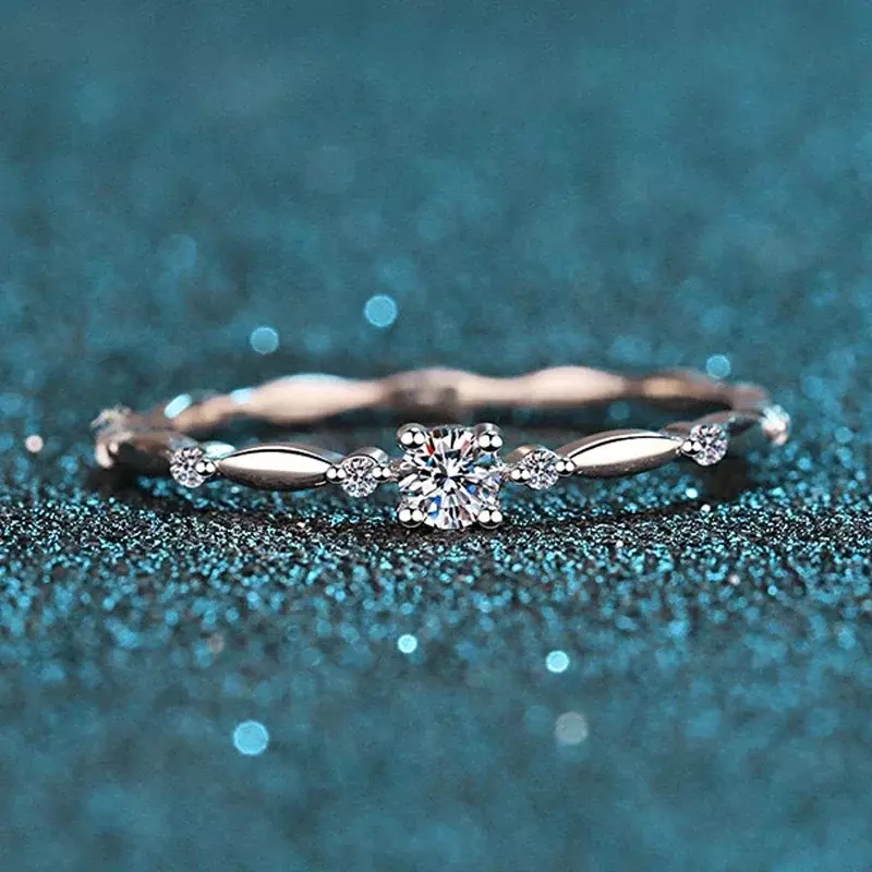 Neetim แหวนเพชรโมอิส VVS1สี D สำหรับงานแต่งงานของผู้หญิงประดับอย่างดีพร้อมใบรับรองแหวนเงินสเตอร์ลิง925ของขวัญแหวนหมั้น