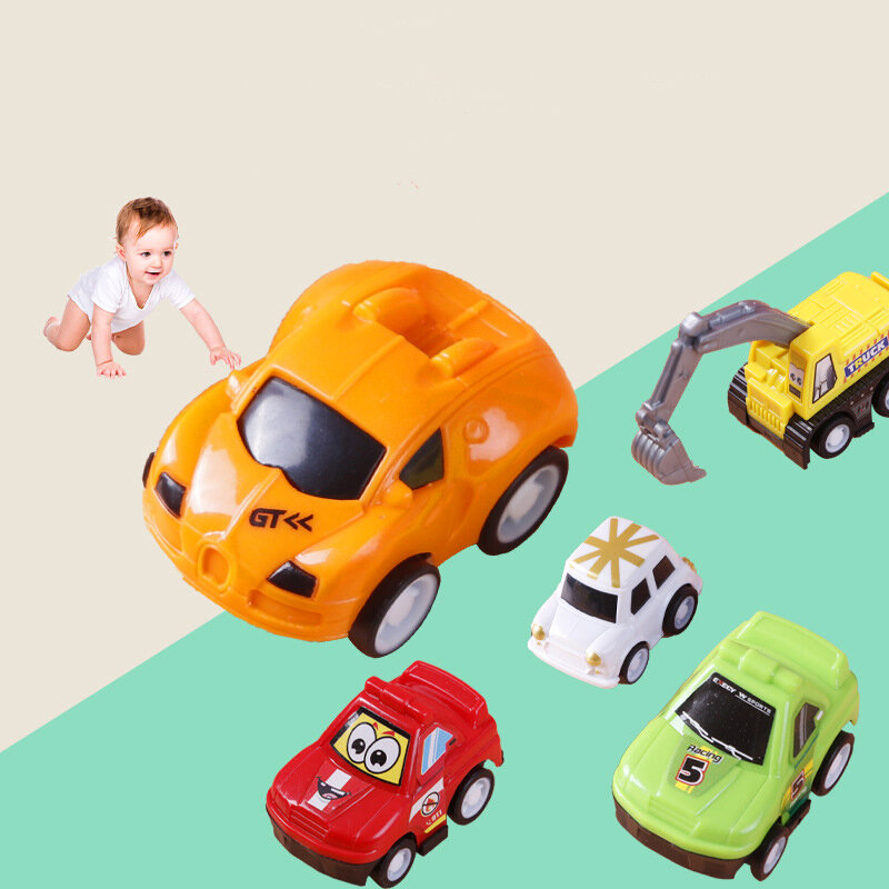 Coche de carreras de inercia para niños, vehículo de juguete de simulación, modelo de ingeniería, regalo divertido, 6 piezas/1 Juego