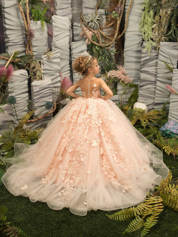 FATAPAESE gaun bordir bunga 3D anak gadis pengiring pengantin bunga untuk pernikahan gaun pesta pesta Prom Malam Putri anak-anak