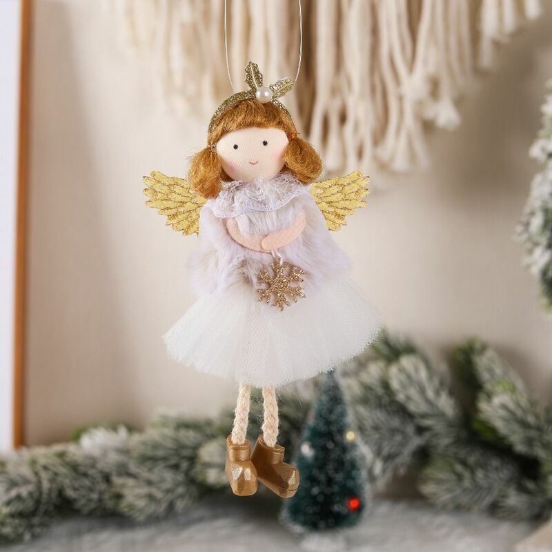 Plush Xmas Tree Pendurado Ornamentos, saia de gaze, pingente bonito boneca anjo, elegante, elegante Home Decor