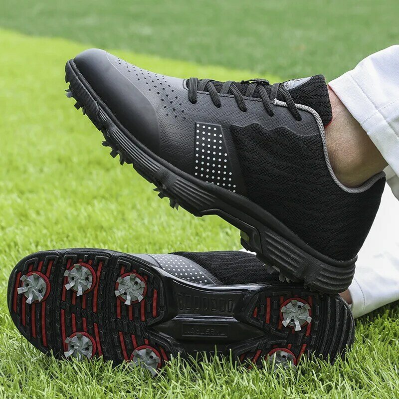 Zapatos de Golf impermeables para hombre, zapatillas clásicas de entrenamiento deportivo al aire libre, sin clavos, talla grande 13 14