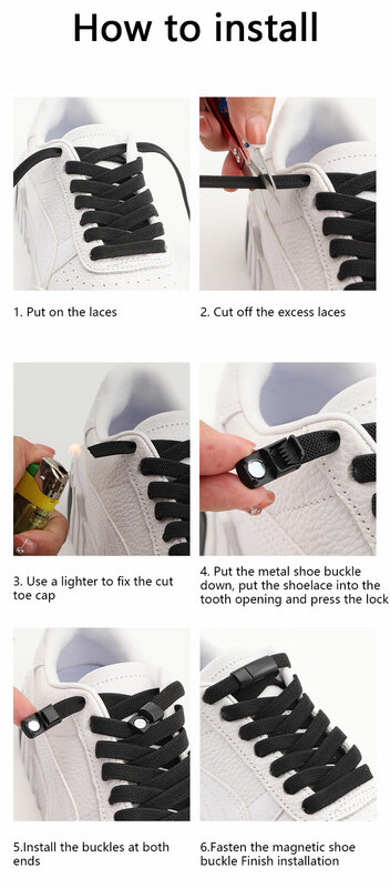 NoTie-cordones magnéticos para zapatos, planos Cordones elásticos con Clip, zapatillas deportivas informales para hombre y mujer, AF1