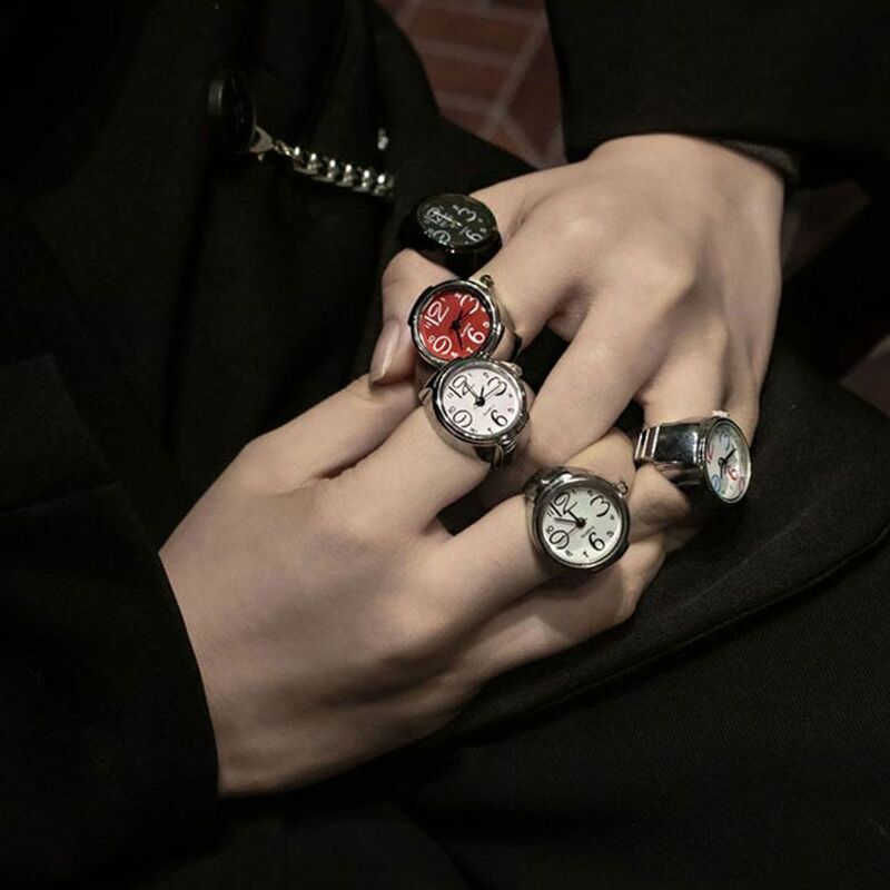 for Women Men Jewelry Clock Fashion Ring Watch Digital Watch Round Quartz Finger Rings Elastic Stretchy Rings