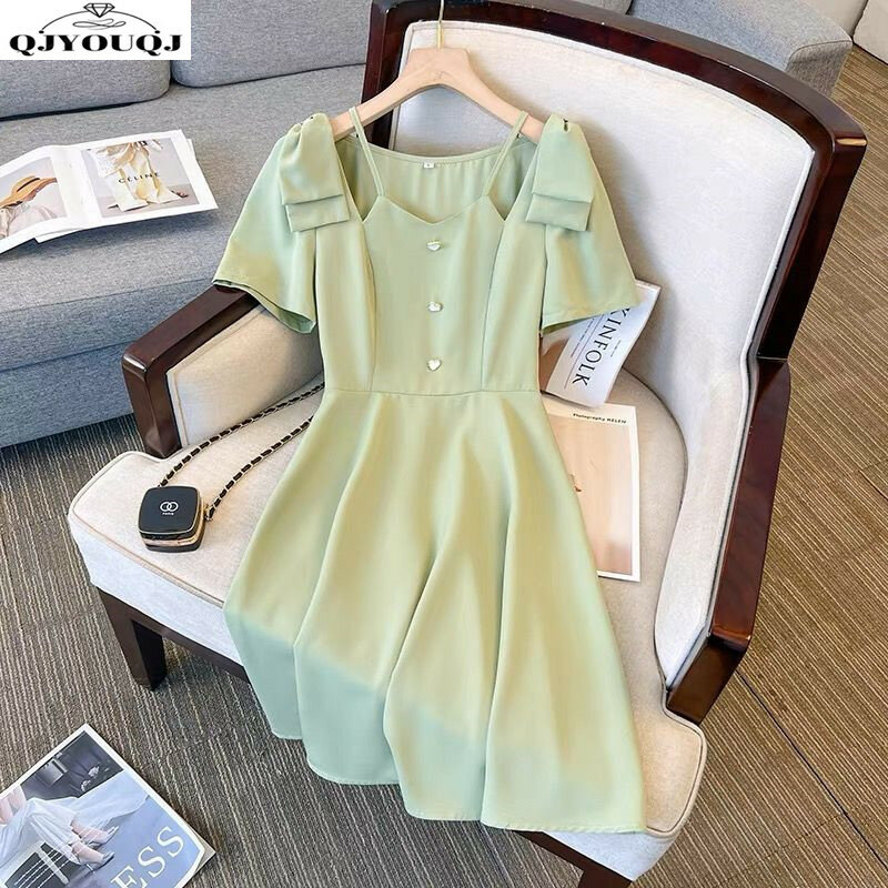 2024 Spring/Summer Korean Edition New Large Size Women's Dress with Waist Reduction for Slimming and Age Reduction