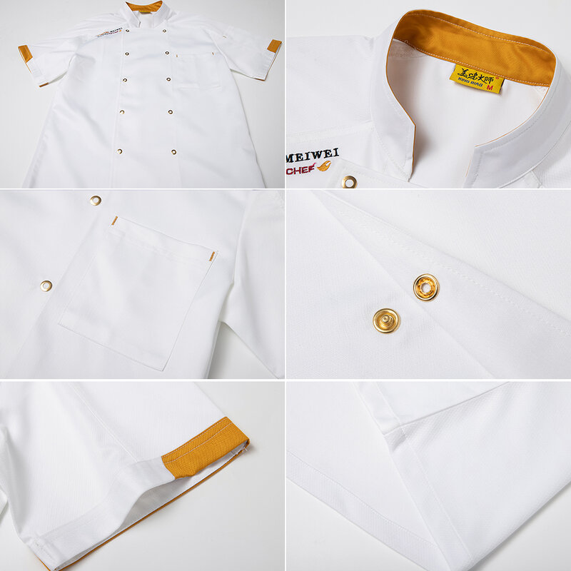 Unisex restaurante trabalho uniformes camisas para homens e mulheres, cantina Workwear, Chef Coat, Cooking Jacket, Hotel Cook Tops, Food Service, Novo