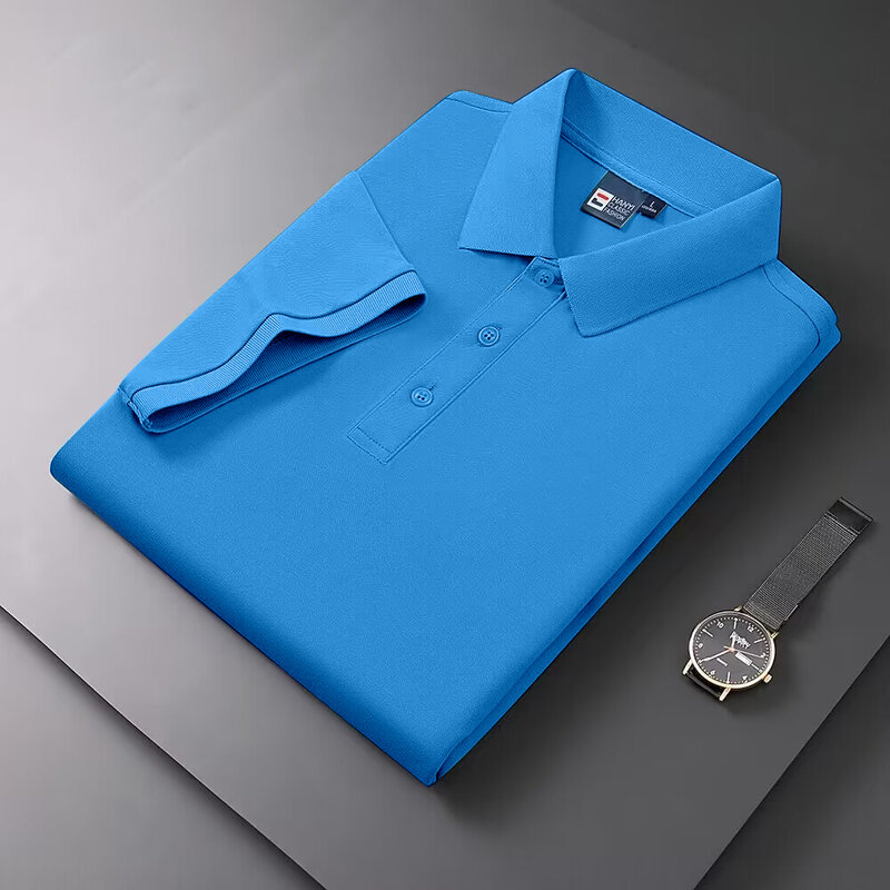 Kaus Polo lengan pendek kasual pria, T-Shirt Fashion bisnis bernapas pria 4XL