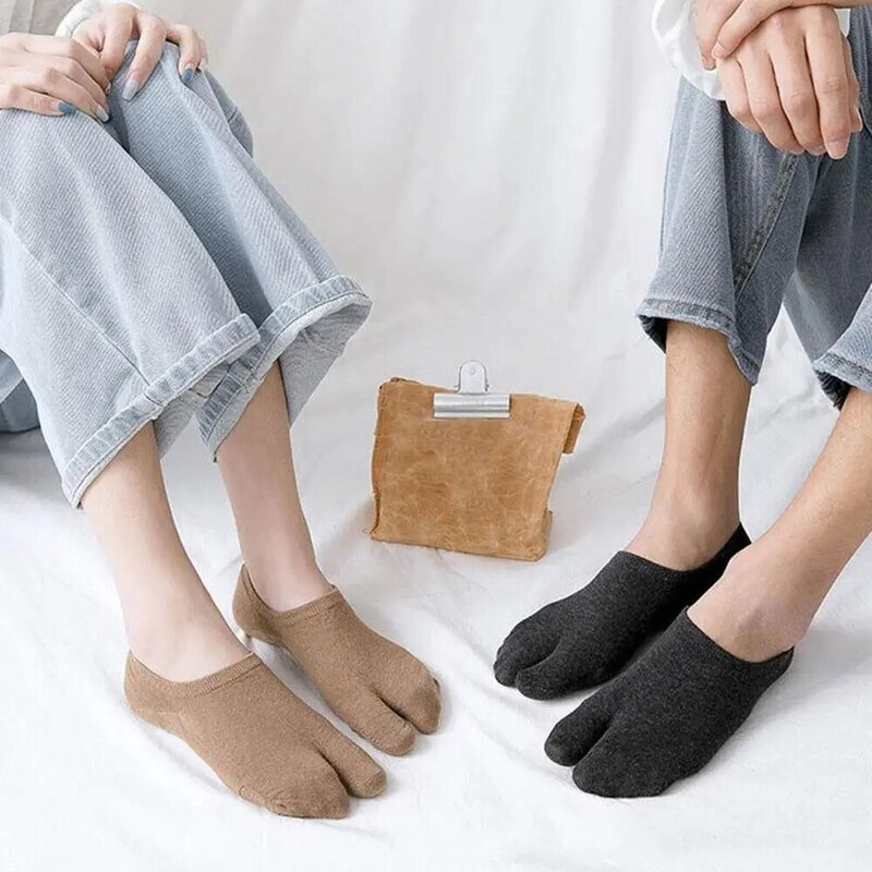 Calcetines de algodón de dos dedos para hombre y mujer, calcetín sencillo, transpirable, cómodo, con punta abierta, corte bajo, Unisex