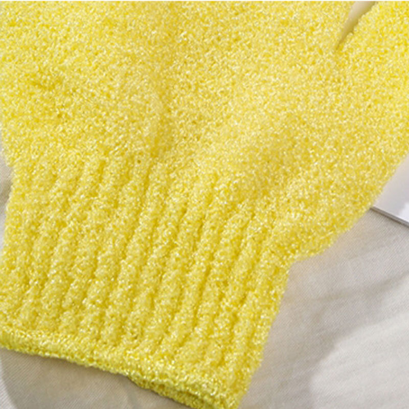 แฟชั่น New ผ้าเช็ดตัวถุงมือห้านิ้ว Shower Exfoliating Wash สปานวดขัด Alat Penggosok Badan ถุงมือ