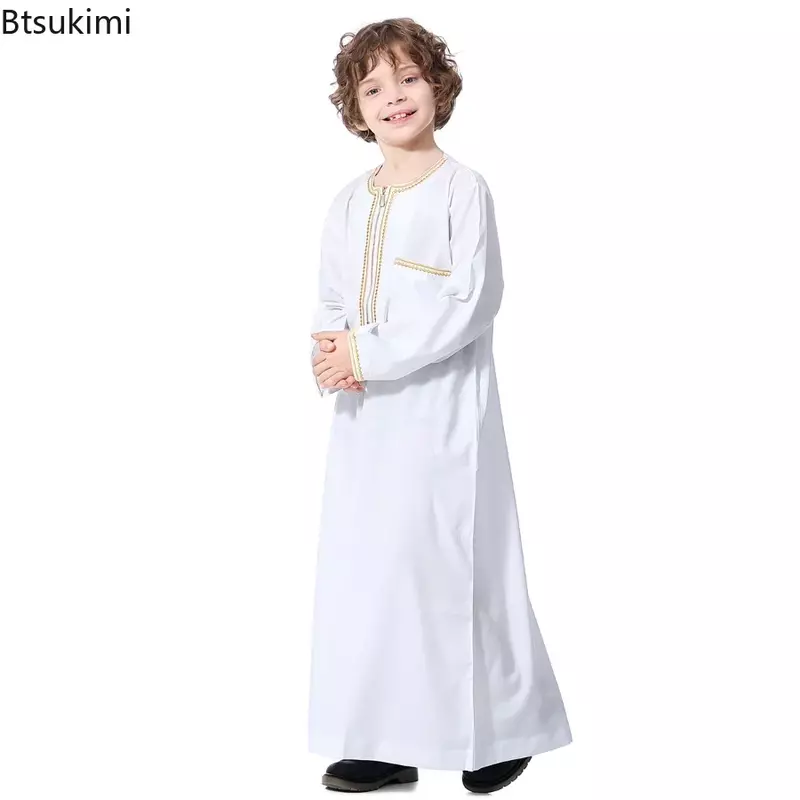 Abaya-Caftan arabe pour garçons, vêtements pour enfants musulmans, robes islamiques pour Ramadan, Oman, Qatar, olympiques pour enfants, nouvelle collection 2024