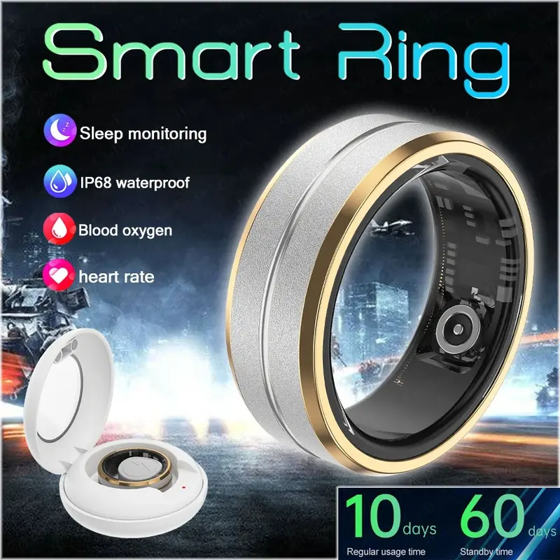 R02 Smart Ring Men Women Health Monitoring 5ATM Waterproof Fitness Tracker 100+ Exercise Modes Heart Rate Blood Oxygen SmartRing