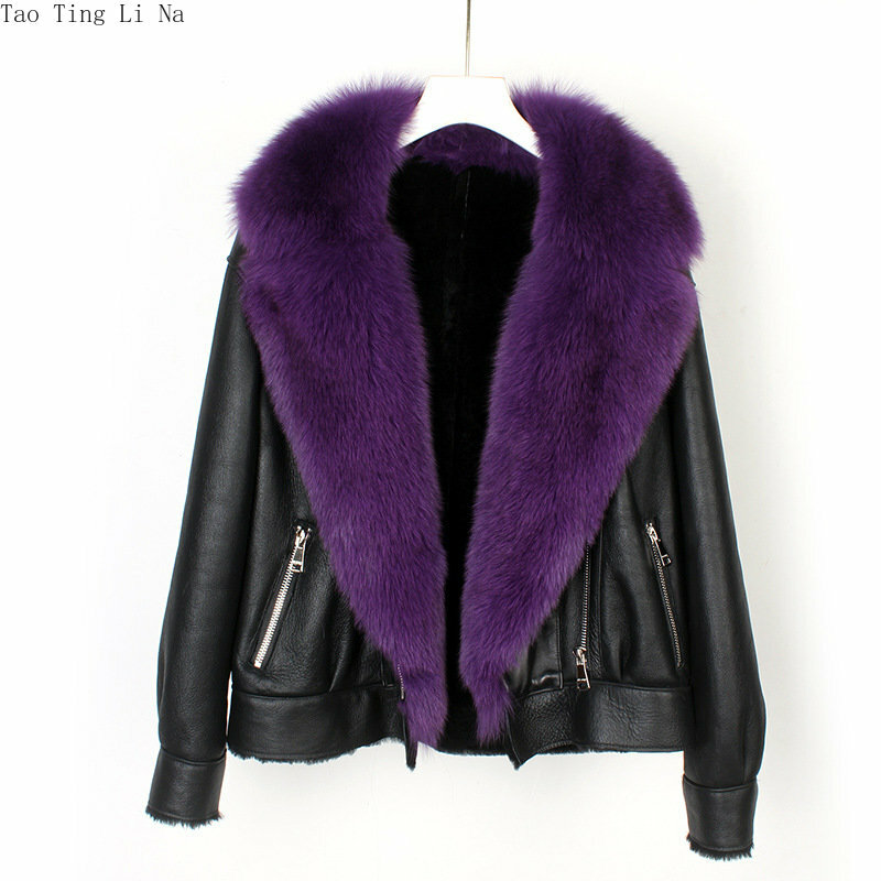 女性用の本革の毛皮の襟,羊,オートバイの毛皮のコート,高品質,2023