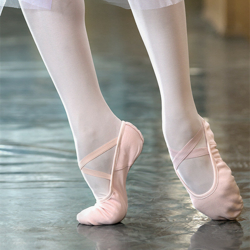 Profesional Tari Sepatu Stretch Kapas Nyaman Gratis Renda-Up Tidak Pink Unta Merah Putih Sepatu Balet