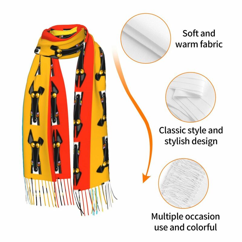 남녀공용 맞춤형 프린트 그레이하운드 세마포어 패턴 스카프, 따뜻한 스카프, 숄 랩, 겨울 가을