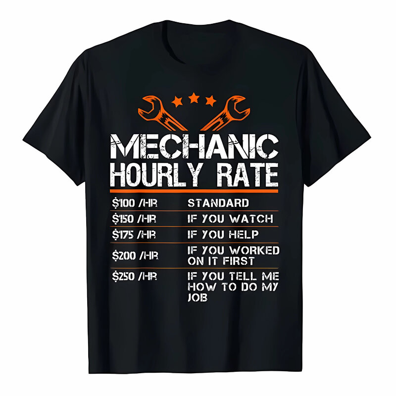 Camiseta divertida de mecánico con tarifa por hora para hombre, camisa con tasa de trabajo, productos personalizados, ropa para hombre, mejor vendedor, marido, novio, Top