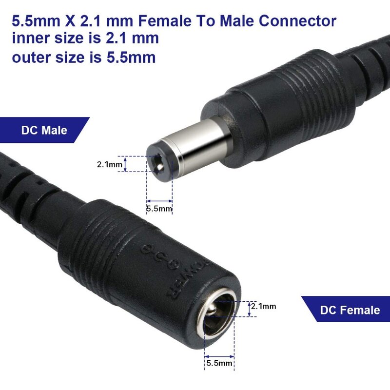 Gleichstromkabel-Verlängerung kabel 12V Gleichstrom 5,5mm x 2,1mm Anschluss kabel für LED-Streifen-CCTV-Kamera