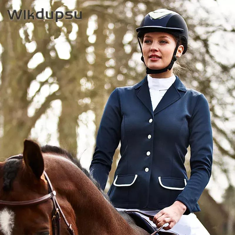 Professional Horse Riding Jacket Clothes Women Long Sleeve Blazer Coat Equestrian Fashion Modest Top Horseback Sports Equipments