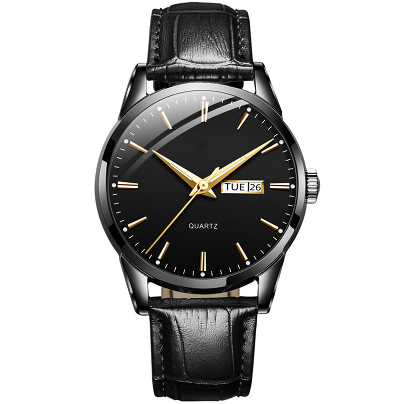 Reloj de cuarzo clásico para hombre, resistente al agua, calendario, fecha, luz, relojes de pulsera simples para reuniones de negocios, Citas
