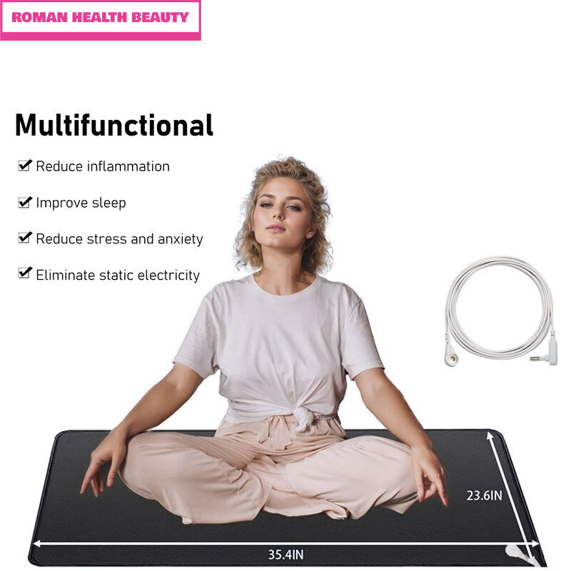90x60cm Grounding Mat for Improving Sleep Grounding Pad Health With Earthing Cable EMF Recovery Protection Release Electrostatic