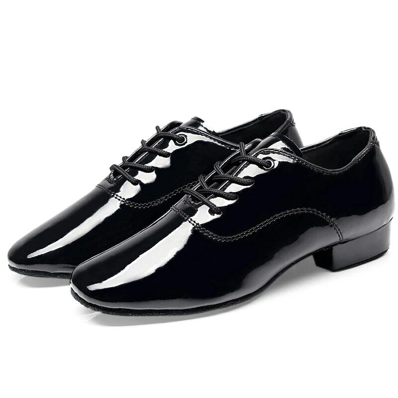 Sapatos de dança latina para meninos, sapatos de tango de salão para crianças, dança moderna, plus size, preto, salto de 2,5 cm