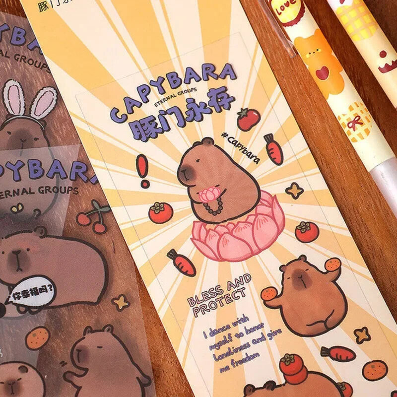 Capybara ชุดเครื่องเขียนกระเป๋าดินสอของขวัญ22x30x15ซม. Capybara คลิปสองด้านปากกาโน๊ตบุ๊คหมีน้อยเคสพกพาโรงเรียน unisex