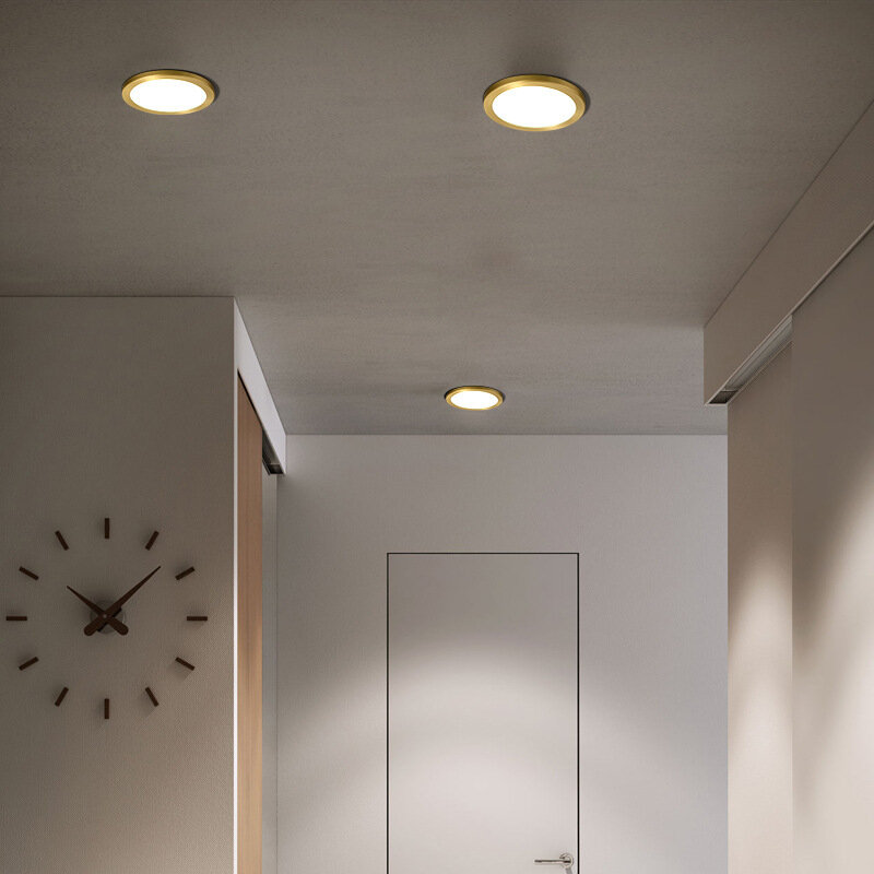 Ultra-บาง Golden LED ดาวน์ไลท์ห้องนั่งเล่นห้องนอน Cloakroom ทางเดินระเบียง LED Spotlight เพดาน