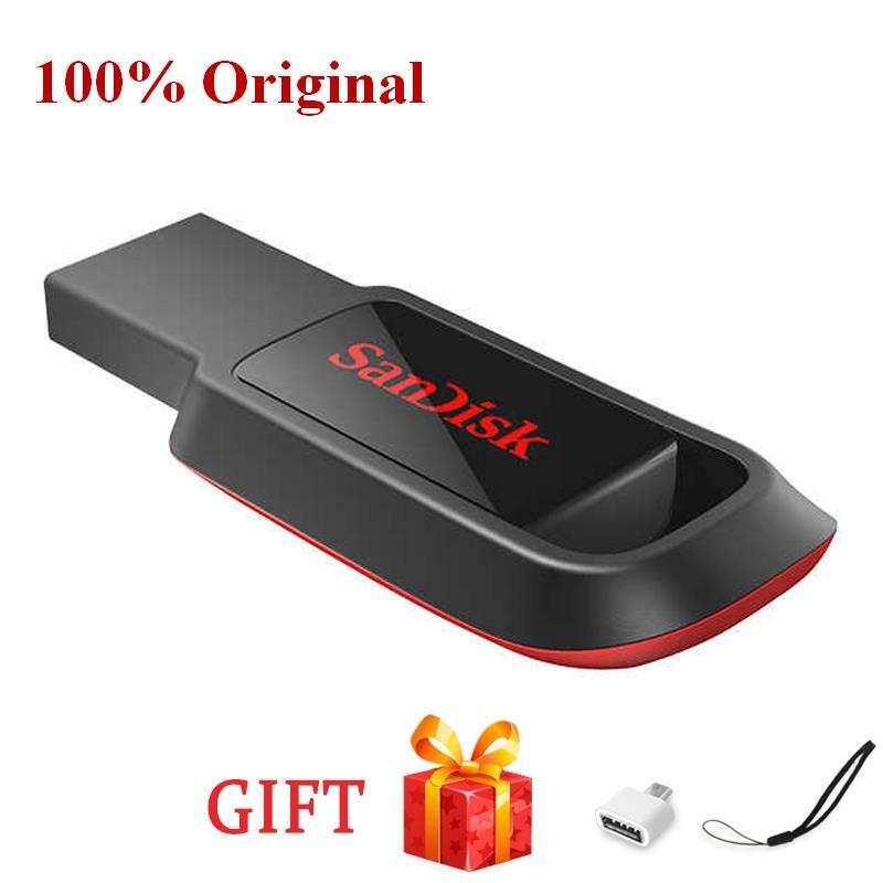 SanDisk USB Flash Drive CZ50, Flash Drive asli USB 128 2.0 GB/64GB/32GB/16GB stik memori USB hitam