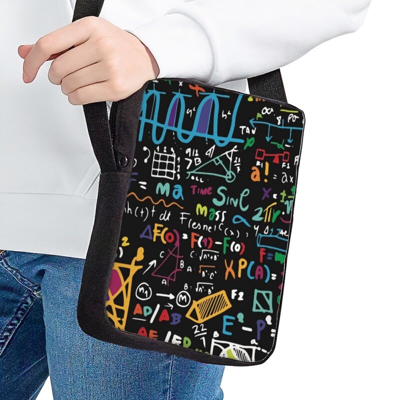 Студенческая школьная сумка Jackherelook, новинка, маленькие вместительные сумки через плечо, популярная детская сумка через плечо с принтом математической формулы для научных экспериментов