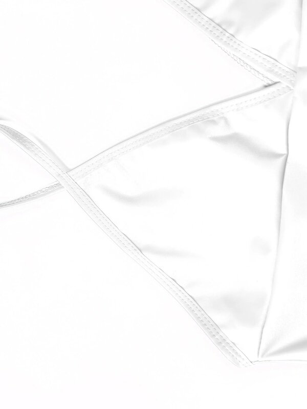Damen Deep V-Ausschnitt Pu Leder Mini kleid ärmellose Camis Kleider glänzend nass aussehen Latex rücken frei Rüschen Kleid sexy Party Clubwear