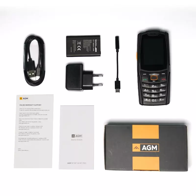 AGM-impermeável teclado russo Feature Phone, Dual SIM Slot, 4G LTE, 2.4 "Touch, teclado, 3.5W Alto-falante