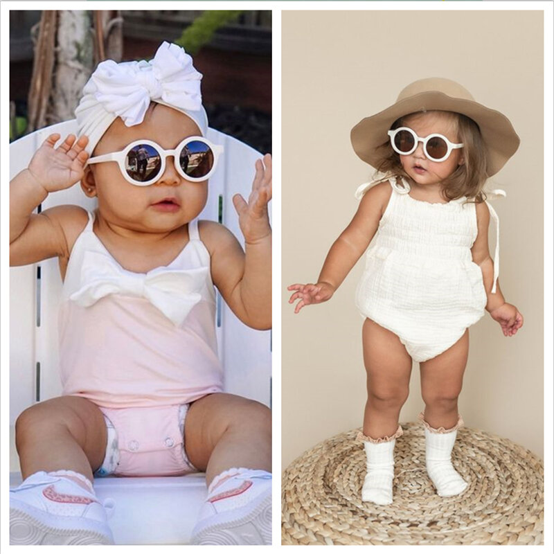Baby Polarized Round Sunglasses Flexible Rubber Shades with Strap for Toddler Newborn Infant Ages 0-36 Months