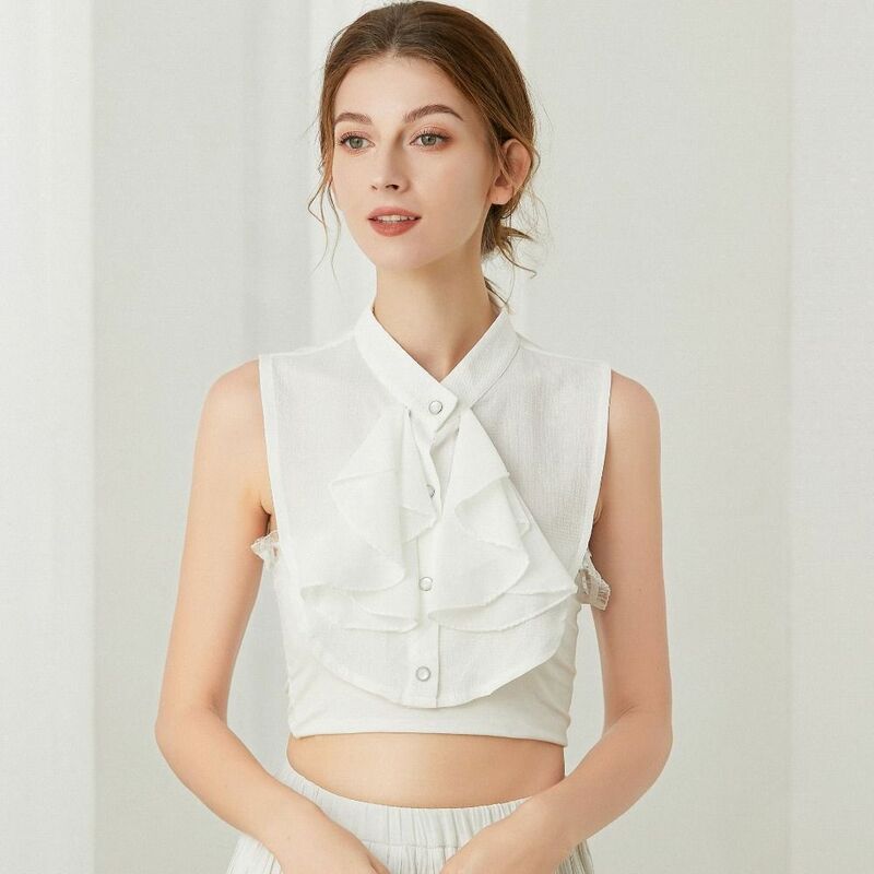 Cotton Fake Collar Blouse New Bowknot Korean Lapel Blouse Top Vintage Solid Clothes Accessories Shirt Collar False