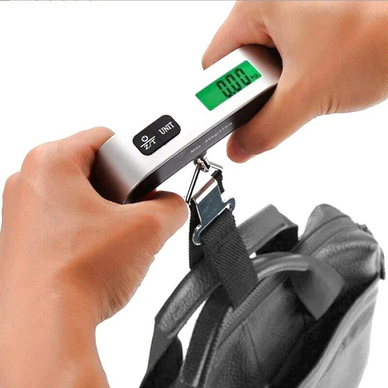 LOERSS báscula de equipaje electrónica colgante portátil, pantalla Digital LCD, 50kg/110Ib, cinturón de maleta, herramienta de peso de equipaje