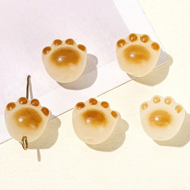 Batu alam giok putih Bodhi kucing cakar diukir manik Lucu manik Spacer untuk membuat perhiasan Diy kalung Aksesori terbakar arang
