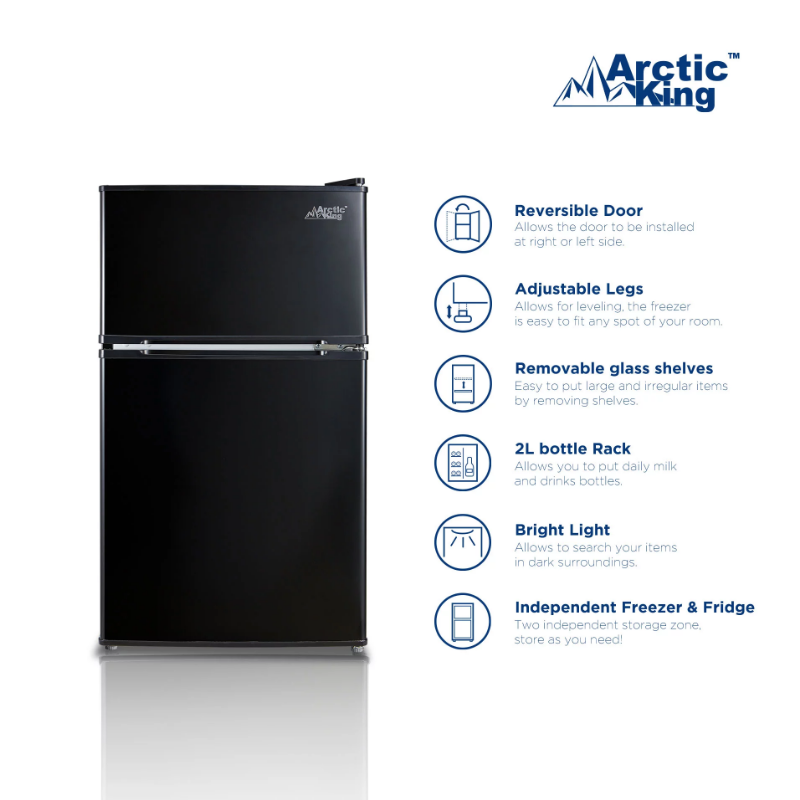 3,2 cu Fuß zweitüriger Mini kühlschrank mit Gefrierfach, Edelstahl, E-Star-Kühlschrank Mini kühlschrank
