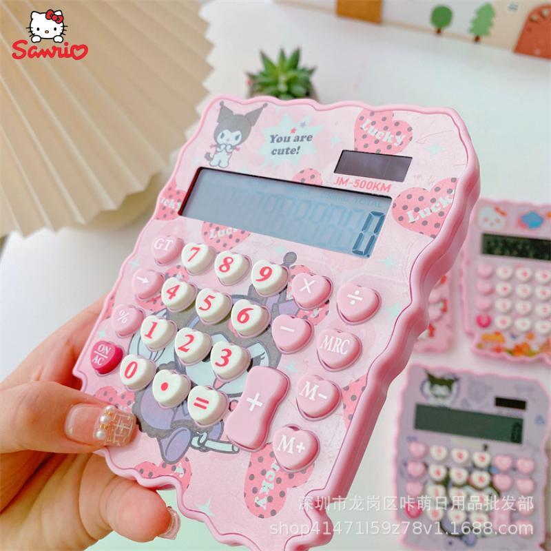Hello Kittys-calculadora de dibujos animados Sanrios, papelería, Cinnamoroll, Kuromi, Kawaii, estudiante, chica linda, calculadora de Oficina Creativa, regalos