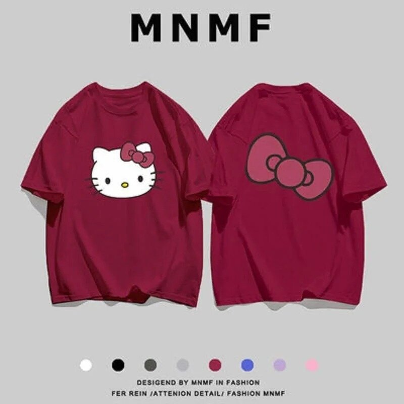 Hello Kitty New Spring And Summer Children's Cartoon T-shirt Girls Cotton Breathable Bottoming Shirt Boys Casual Short-sleeved