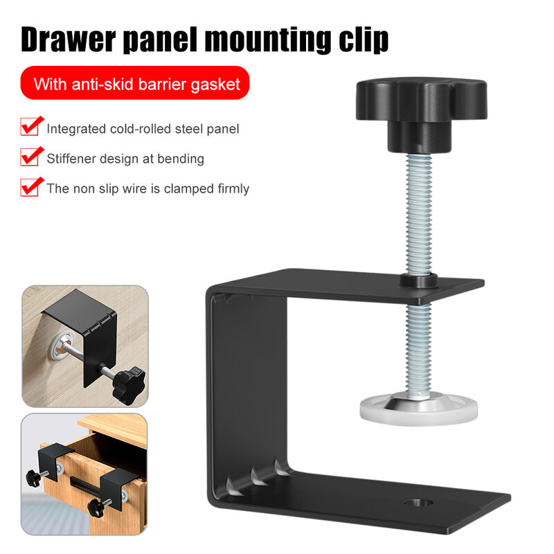 Drawer Front Installation Clamps Portable Drawer Panel Mounting Clips Carpenter Steel Woodworking Cabinet Tool Jig Accessories