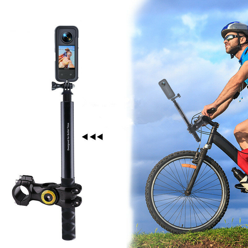 Motocicleta Bicycle Bracket com Invisible Selfie Stick, Insta360, X3, X4, GoPro Hero 12, 11, 10, DJI, Action Cameras Acessórios