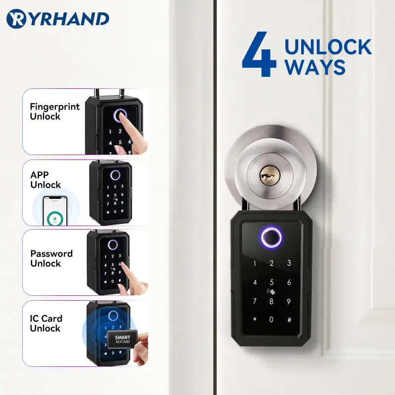 YRHAND TTlock kotak keamanan Wifi, kotak kunci elektronik portabel dengan kata sandi Digital sidik jari pintar Cerradura Inteligente Tuya