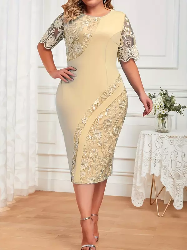 Falda de lujo de talla grande para mujer, vestido de retazos bordados, adelgazante, diseño de lujo, vestidos de fiesta, nuevo, 2024