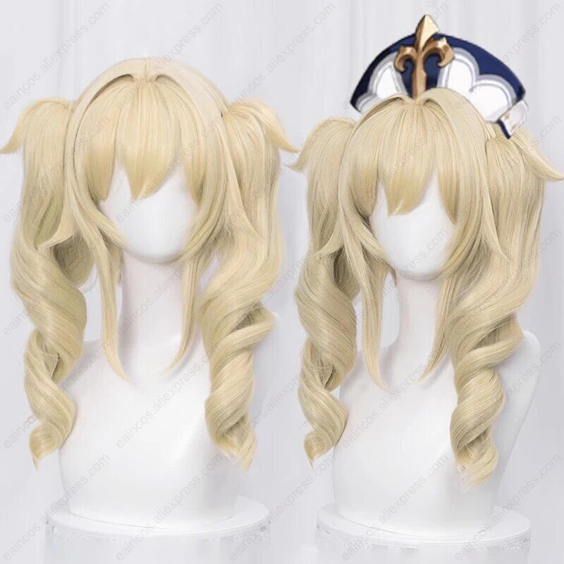 Barbara Cosplay Wig 40cm Long Ponytails Linen Golden Wigs Heat Resistant Synthetic Wigs Anime Wigs